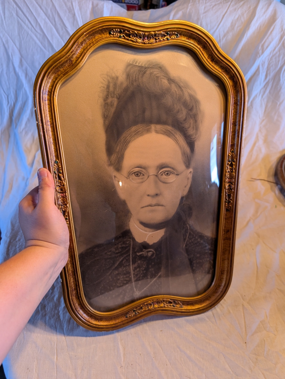 2/120$ Vintage Gold ornate pictures frame with slightly curved glass